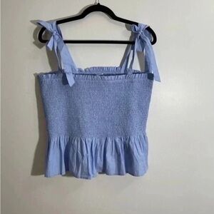 Elegant Blue Smocked Camisole with Tie Straps